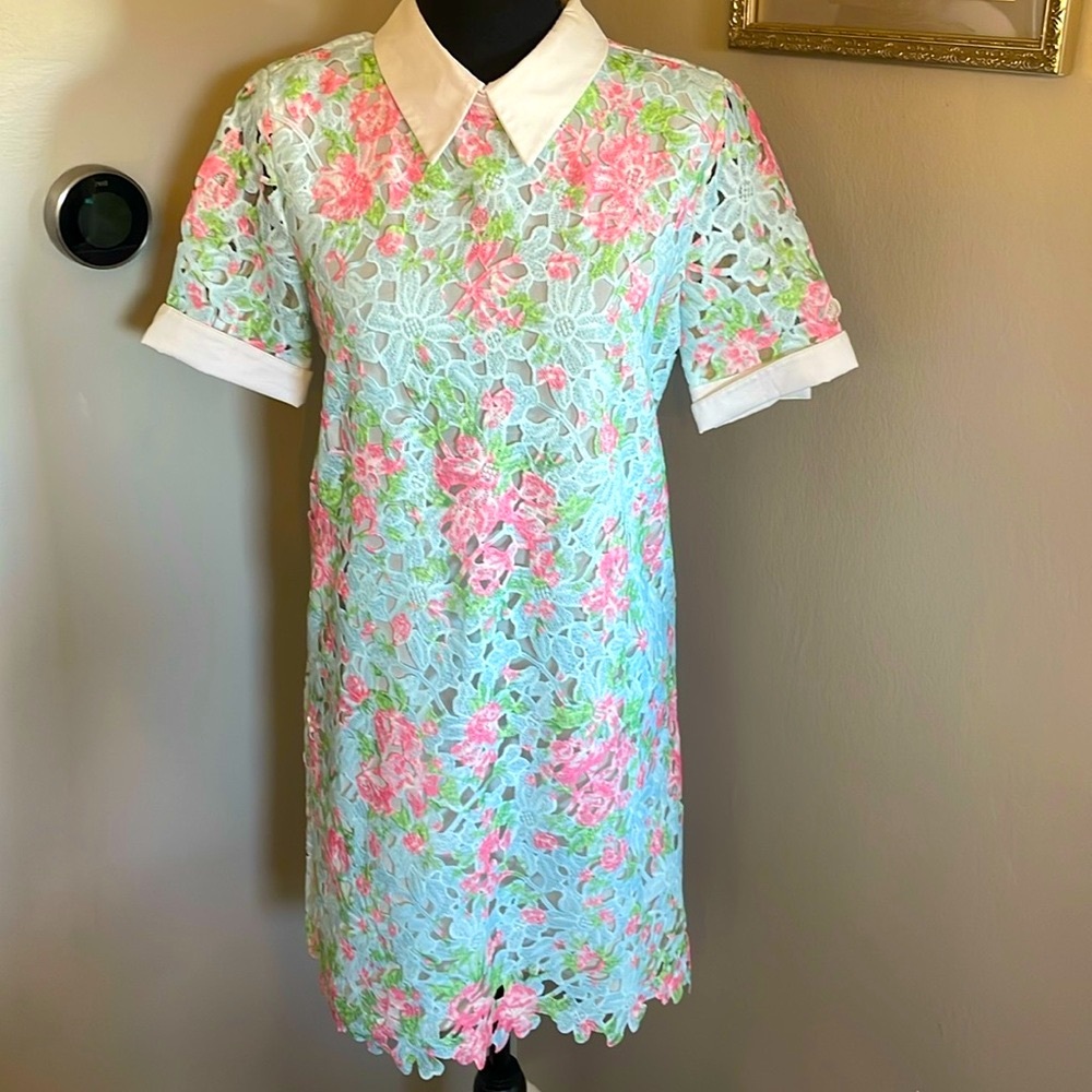 ENGLISH FACTORY lace dress multi color floral crotchet eyelet dress - Picture 1 of 9